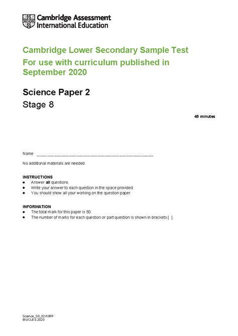 027117193 - Science_S8_02/10RP© UCLES 2020 Cambridge Lower Secondary ...