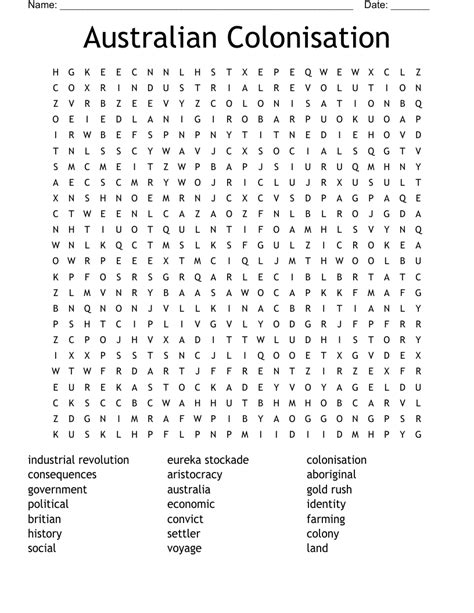 Australian Gold Rush Word Search - WordMint