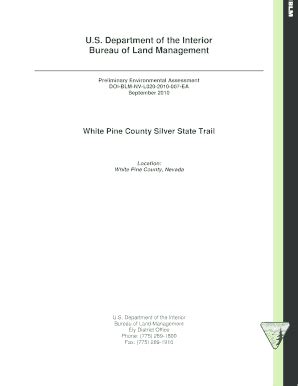 Fillable Online White Pine County Silver State Trail Preliminary ...