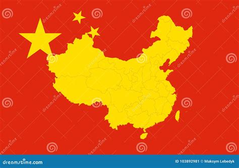 Map and flag of China stock illustration. Illustration of chinese - 103892981