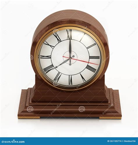 Vintage Decorative Table Clock Isolated on White Background. 3D ...