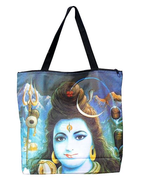 RaanPahMuang Large Shopping Tote Bag Hindu God Artwork Shiva with Cobra ...