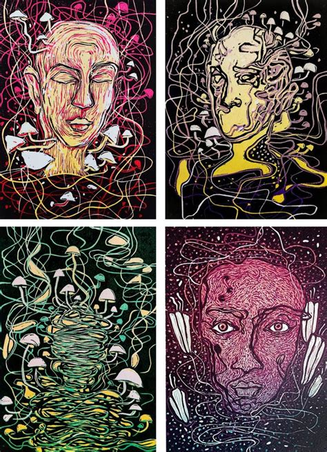 "Tangled Portraits": Red Violet Printmaking by Prachi Sahasrabudhe ...