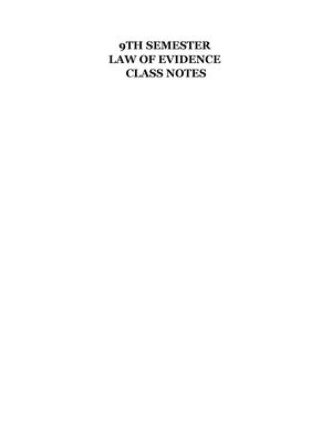 Evidence LAW Class Notes - 9TH SEMESTER LAW OF EVIDENCE CLASS NOTES KEY ...