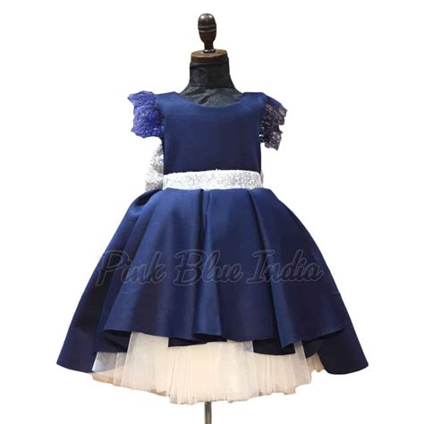 Scuba Neoprene Girls Gown -Blue Stylish Party Dress