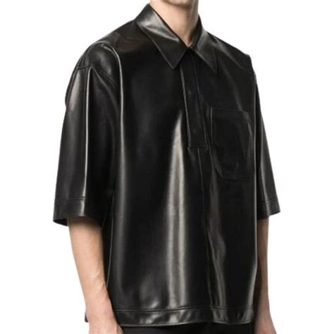 Leather Shirts For Men With Half Sleeves - X Small | Leather shirt ...