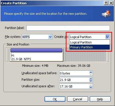 Create Partition Primary 的图像结果