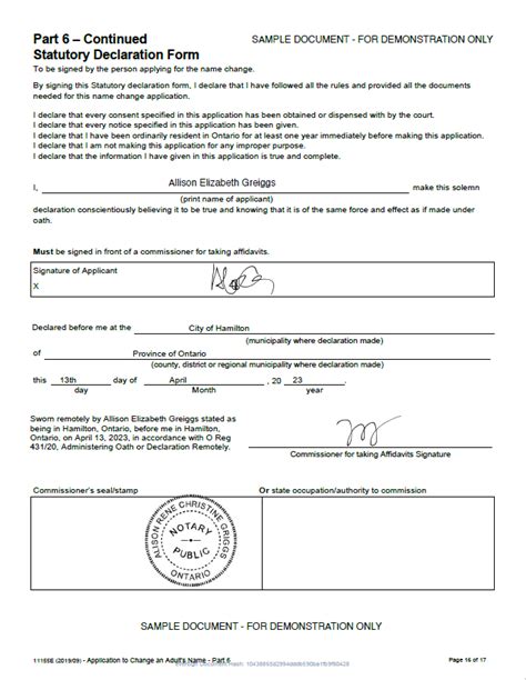 Image result for Notarized Document Example