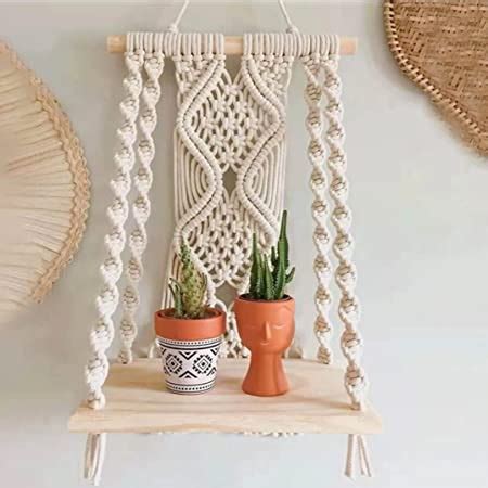 Urooz Macramé Wall Hanging Shelf |930| Indoor Boho Wall Decor for ...