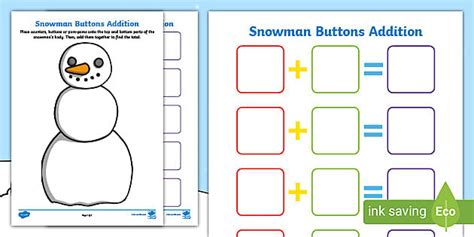 👉 Snowman Buttons Addition Activity | Twinkl | EYFS | Maths