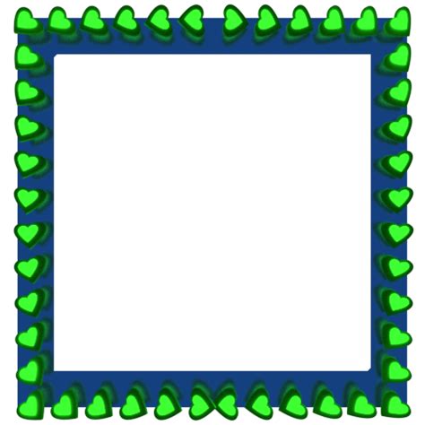 Green Love Hearts Reflection on Blue Square Border | 3D Borders