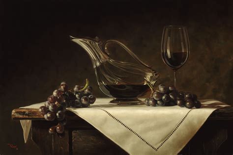 Download wallpaper table, wine, figure, picture, grapes, still life ...