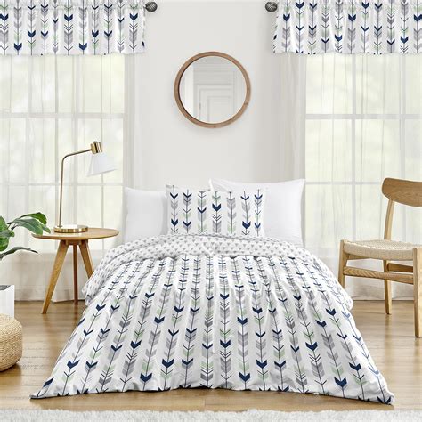 Mod Arrow Grey, Navy and Mint Twin Bedding Collection