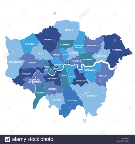 Map Of London Boroughs Stock Photos & Map Of London Boroughs Stock ...