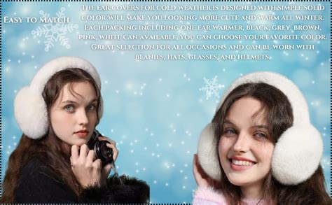 Buy THE DDS STORE Winter Earmuffs for Women Foldable Fuzzy Fur Ear ...