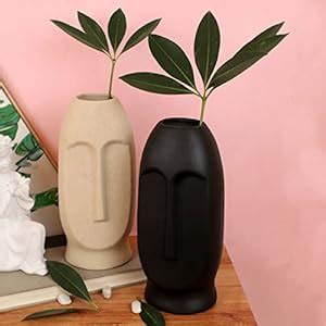 Buy TIED RIBBONS Decorative Ceramic Face Vase (Set of 2, White & Black ...