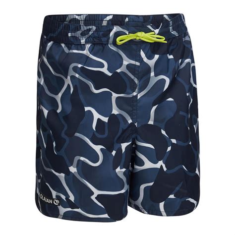 Kids Surfing Boardshorts 100 Blue Camo