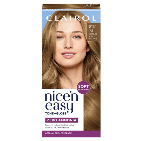 Clairol Nice'N Easy Tone + Gloss Demi-Permanent Hair Dye, 811/73 Medium ...