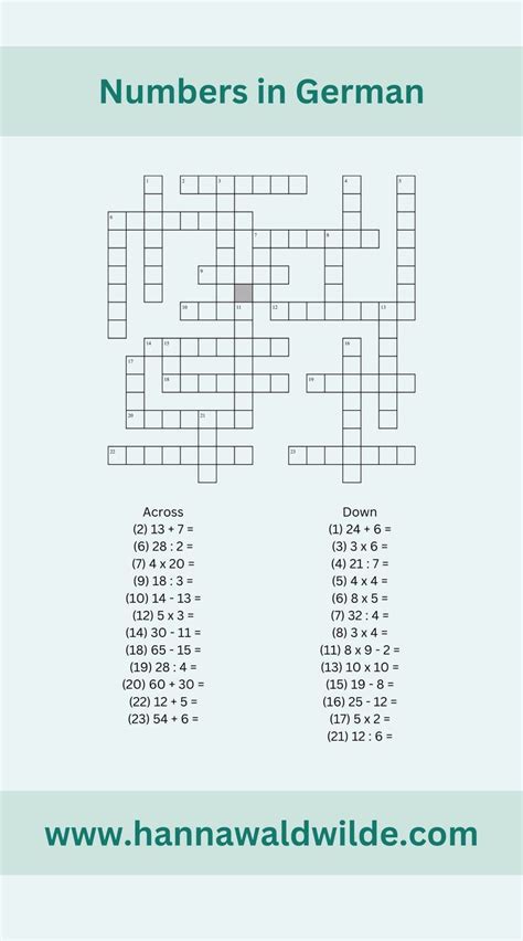Numbers in German Crossword Puzzle