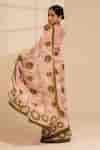 Buy Pink Crepe Embroidery Floral Vine Printed Saree And Unstitched ...