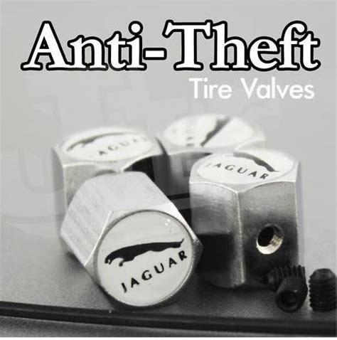 JAGUAR Tire Valves Cap XK XJL S-TYPE Anti-Theft Locking Set of 4 ...