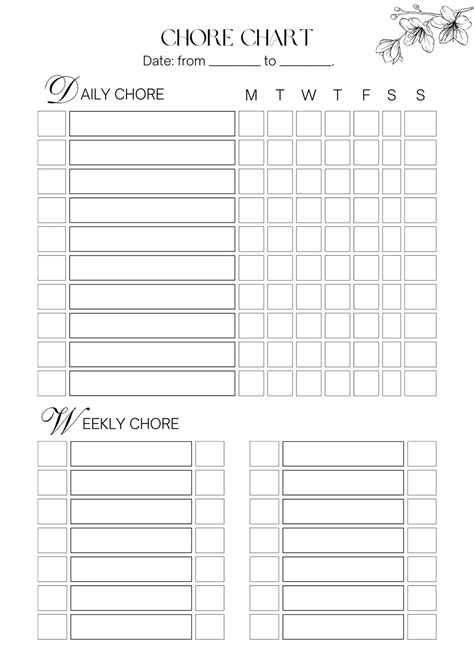 Editable Chore Chart Template - Templates Printable 2024