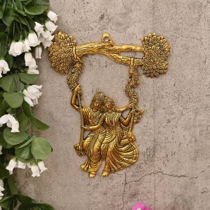 Chhariya Crafts Metal Wall Hanging Radha Krishna Jhula Decorative ...