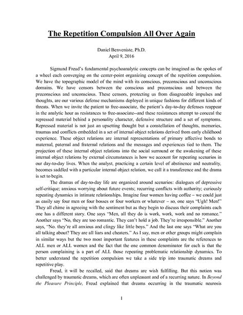 Image result for Repetition Compulsion Examples