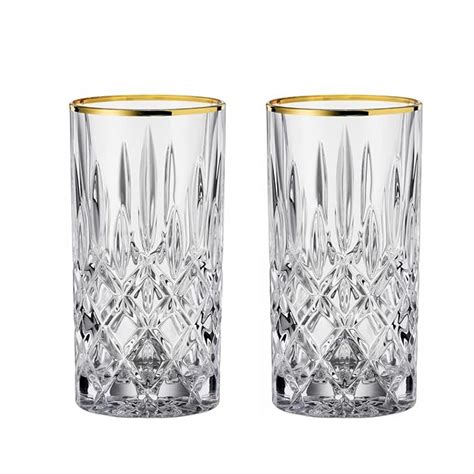 Nachtmann Noblesse Gold Collection Crystal Long Drink Glasses, Set of 4 ...