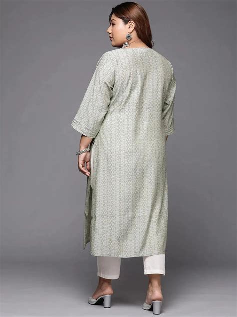 Buy Plus Size Grey Printed Silk Straight Kurta Online at Rs.779 | Libas