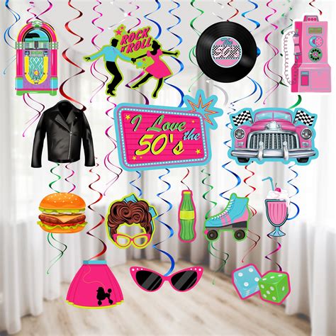 30 Pieces 1950's Rock and Roll Party Decorations 50s Theme Party Foil ...