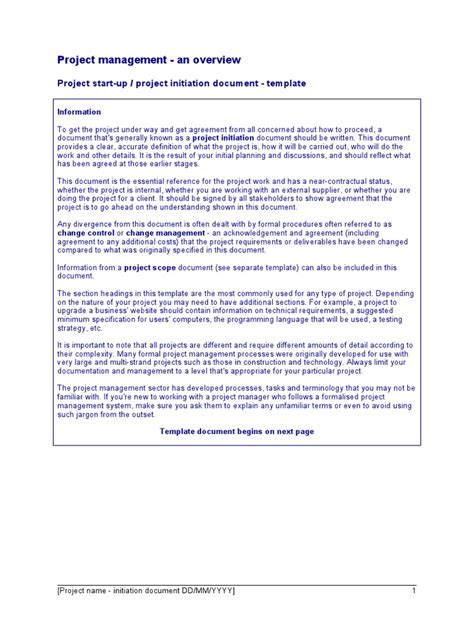 Image result for Project Initiation Document Project Management PMBOK