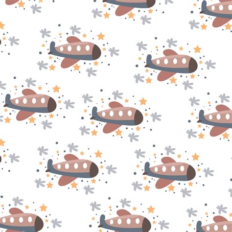 Airplane flying in spring and flowers pattern 13219816 Vector Art at ...
