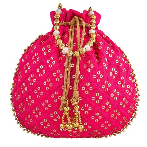 Kuber Industries Potli | Silk Wedding Potli | Drawstring Closure Potli ...