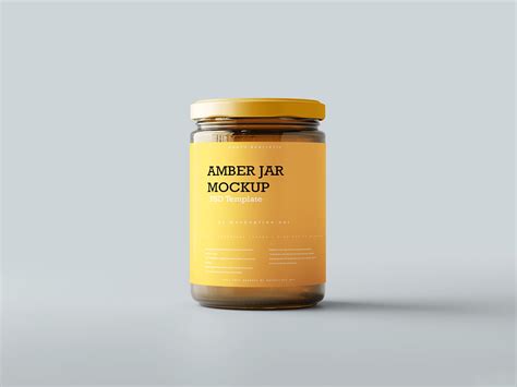 5 Free Small, Medium & Large Size Amber Jar Mockup PSD Files - Good Mockups