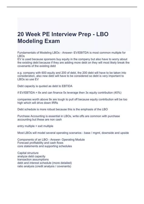 Image result for LBO Modeling Test