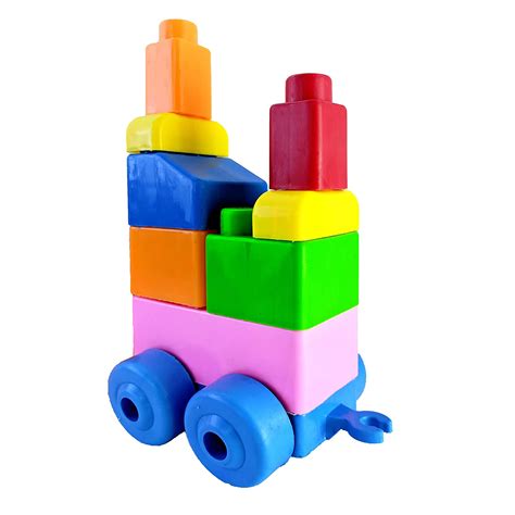 Planet Of Toys Train Blocks for Kids - Set of 21 Pcs (Multi-Colors ...