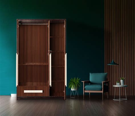 Premium 3 Door Wardrobe in Classic Planked Walnut Finish - BuildHUB