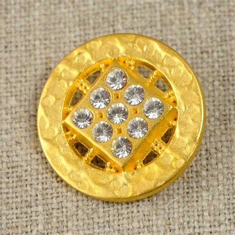 Bouton or martelé à 9 strass 23 mm - A&A Patrons