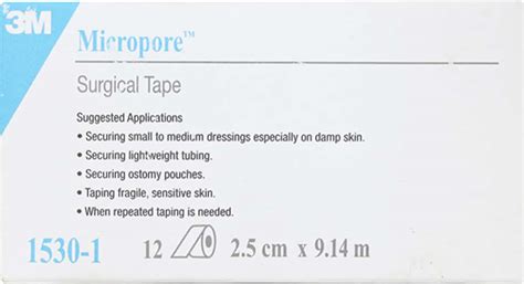Buy 3M 1530-1 MICROPORE SURGICAL TAPE 2.5CM X 9.14M 12 ROLLS Online ...