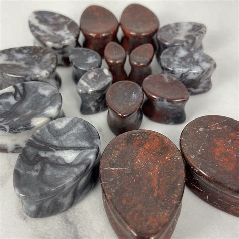 Unbranded Ear Natural Chicken Blood Stone Saddle Plug Ear Tunnels - 1 ...