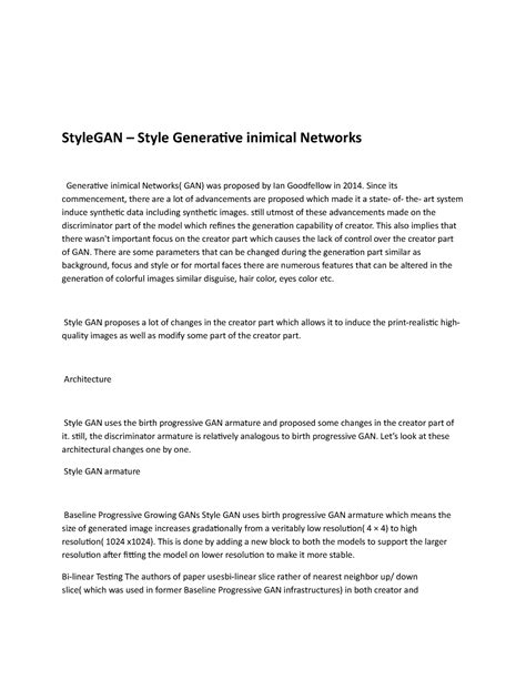 Style GAN – Style Generative inimical Networks - StyleGAN – Style ...