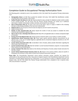Fillable Online Completion Guide to Occupational Therapy Authorization ...