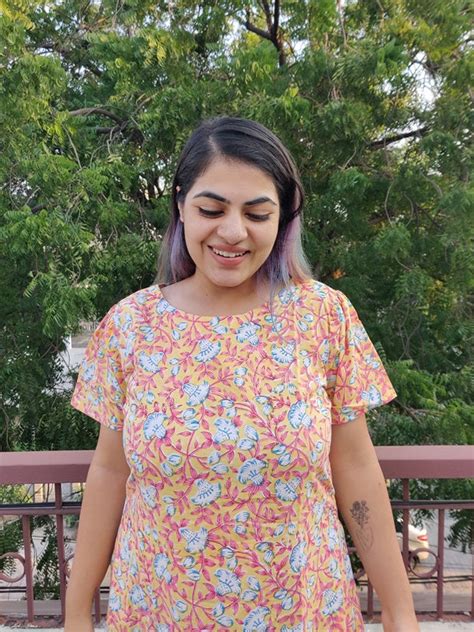 Pink Lemonade Hand Block Printed Shift Dress with Tier and Gathered Sl ...