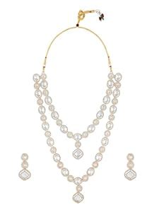 Buy ZAVERI PEARLS Gold Tone Dazzling Austrian Diamonds Stones Layered ...