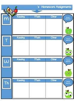 Image result for Daily Homework Assignment Sheet