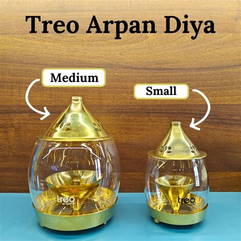 Treo Brass Arpan Diya with Borosilicate Glass Cover | Golden | 1 Pc ...