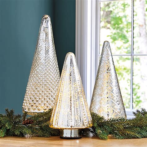 Lit Mercury Glass Trees with LED Lights & Handmade Antique Finish