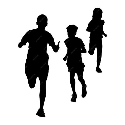 Premium Vector | People running silhouette isolated black on white background vector illustration