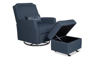 Storybook Navy Swivel Glider & Ottoman | Bob's Discount Furniture ...